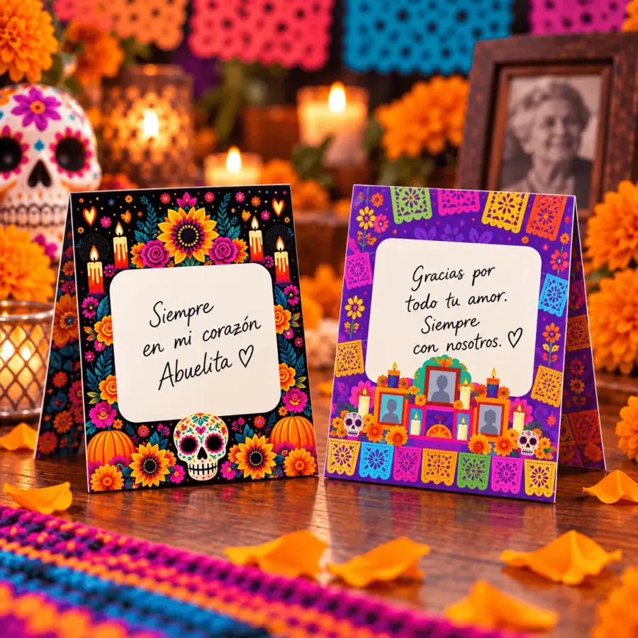 Tarjetas de mesa para el altar con mensajes