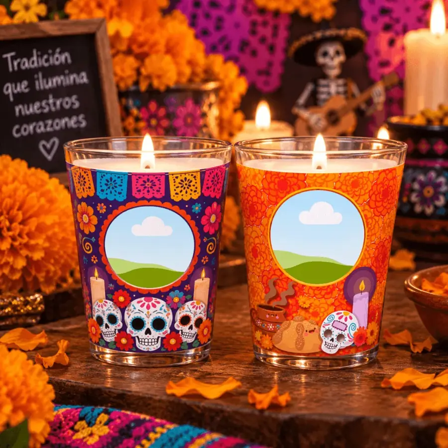 Veladoras de vaso con espacio para foto